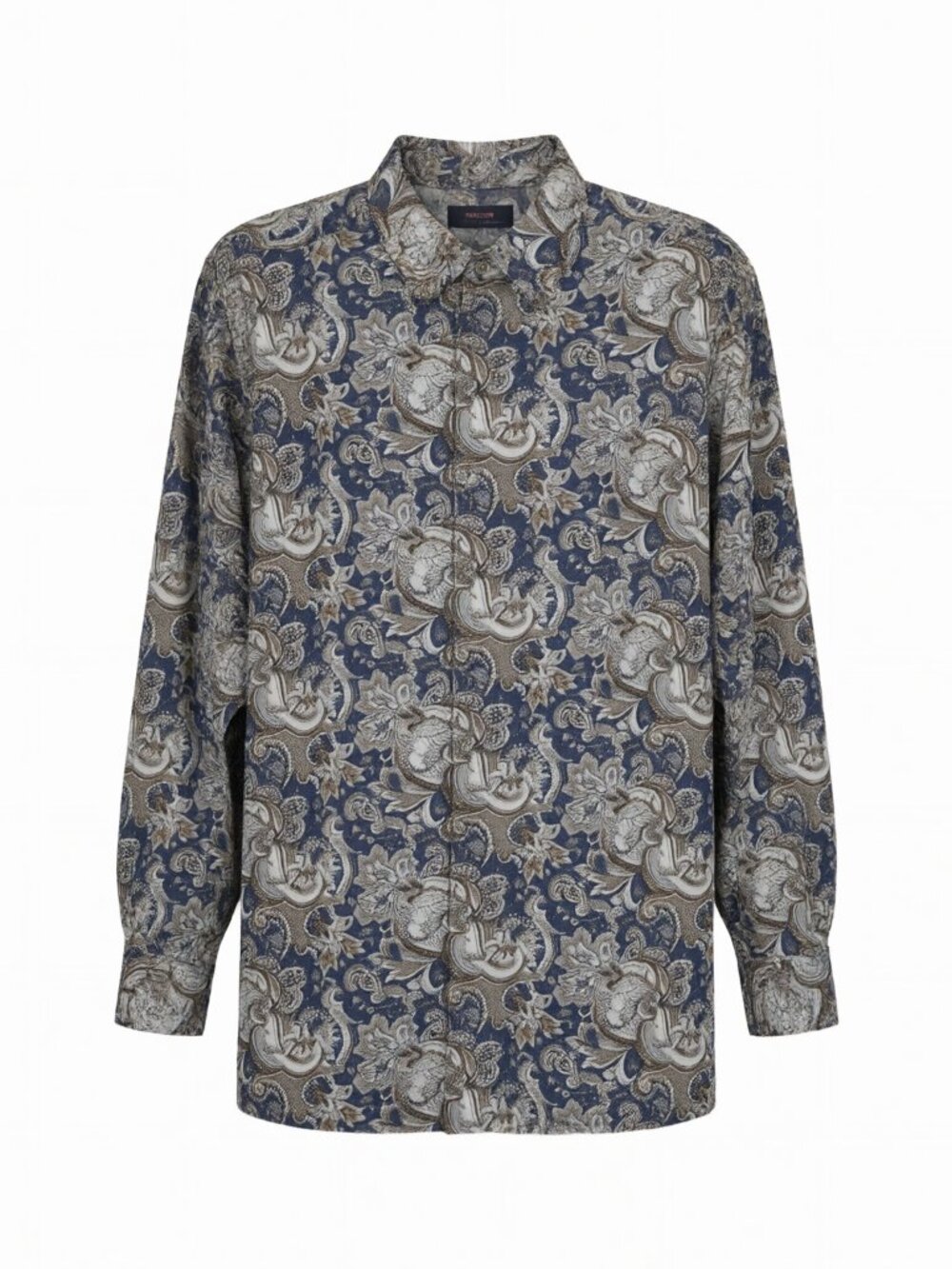 Cremieux Blue Brown Men's XL Paisley Button-Down Shirt Blue Cotton Long Sleeve